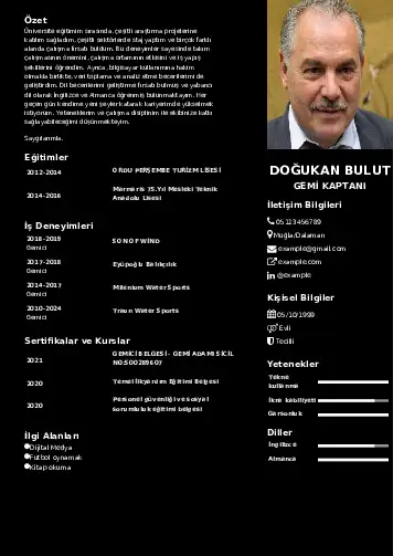 Gemi Kaptanı CV Örnekleri cv indir
